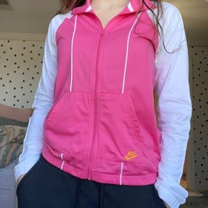 Women’s Medium Nike full zip pink/white colorblock jacket